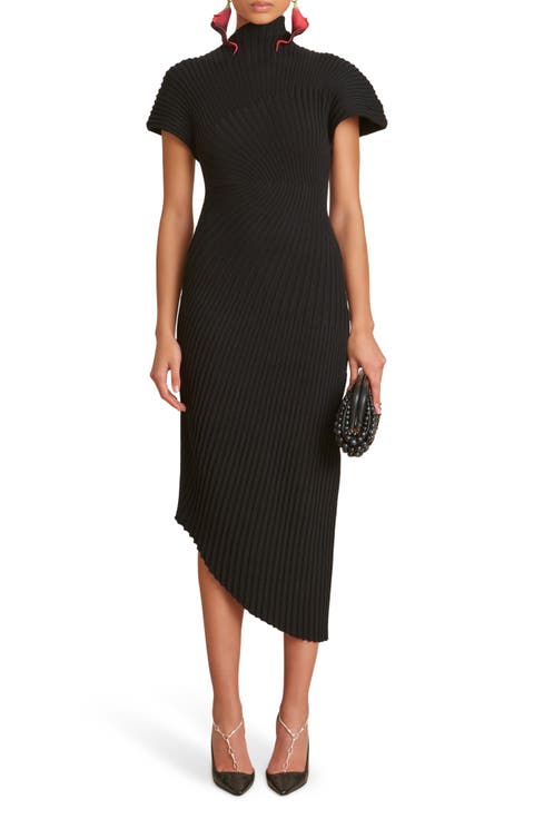 Chrysta Turtleneck Rib Midi Sweater Dress