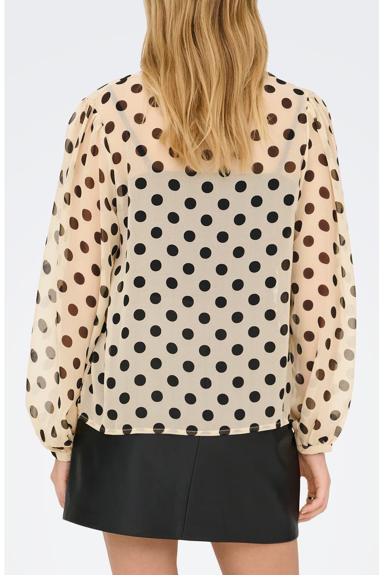 Fedja Polka Dot Long Sleeve Woven Top, Alternate, color, FROSTED ALMOND/ BLACK DOTS