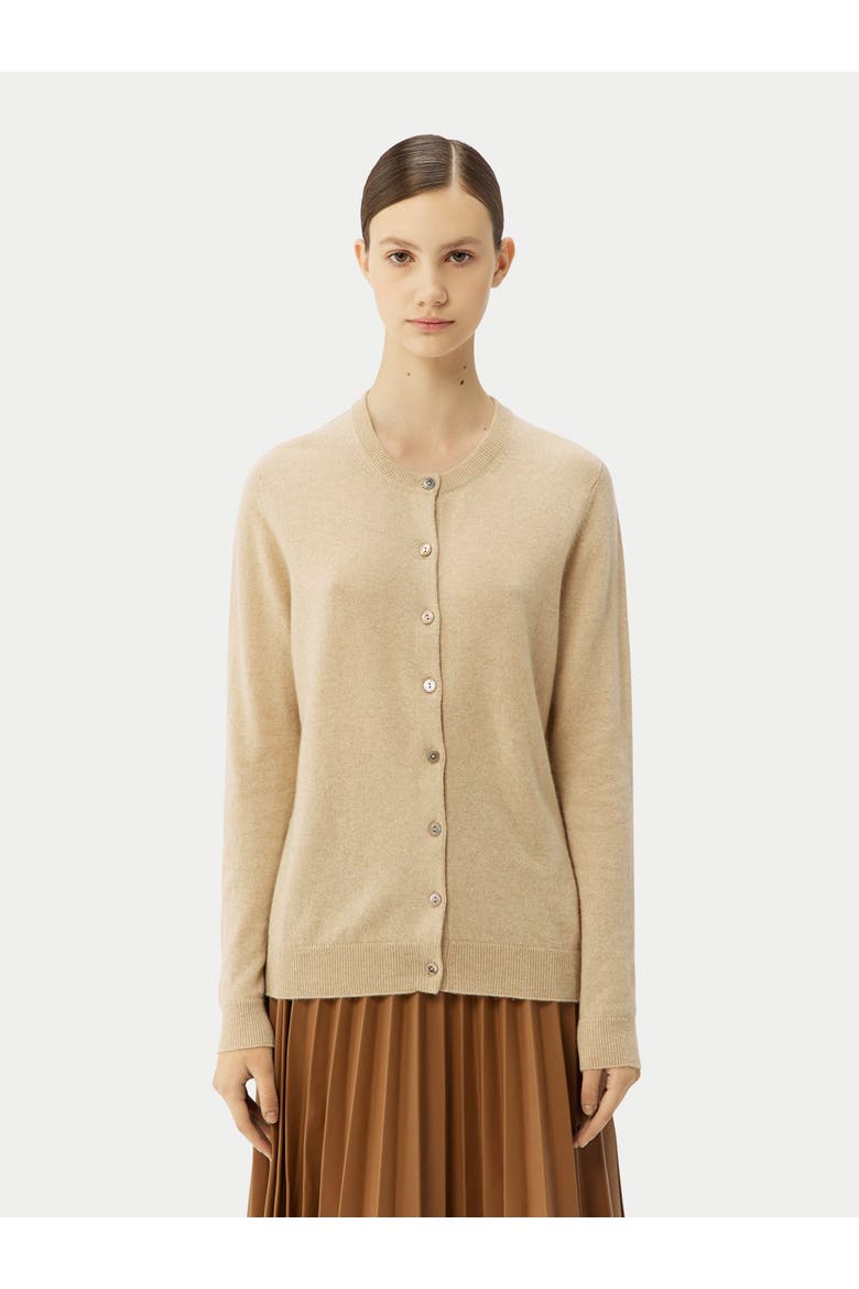 Timeless Cashmere Crewneck Cardigan, Alternate, color, beige
