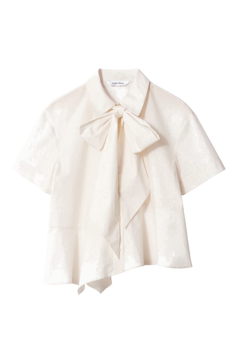 & Other Stories Tie Neck Asymmetric Cotton Button-Up Shirt, Alternate, color,