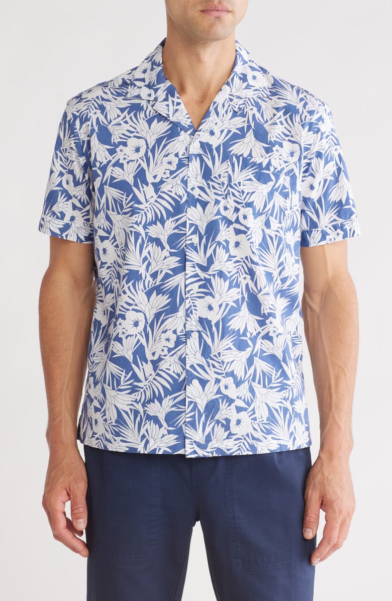 Brooks Brothers Flower Poplin Cotton Camp Shirt, Main, color, Tropical