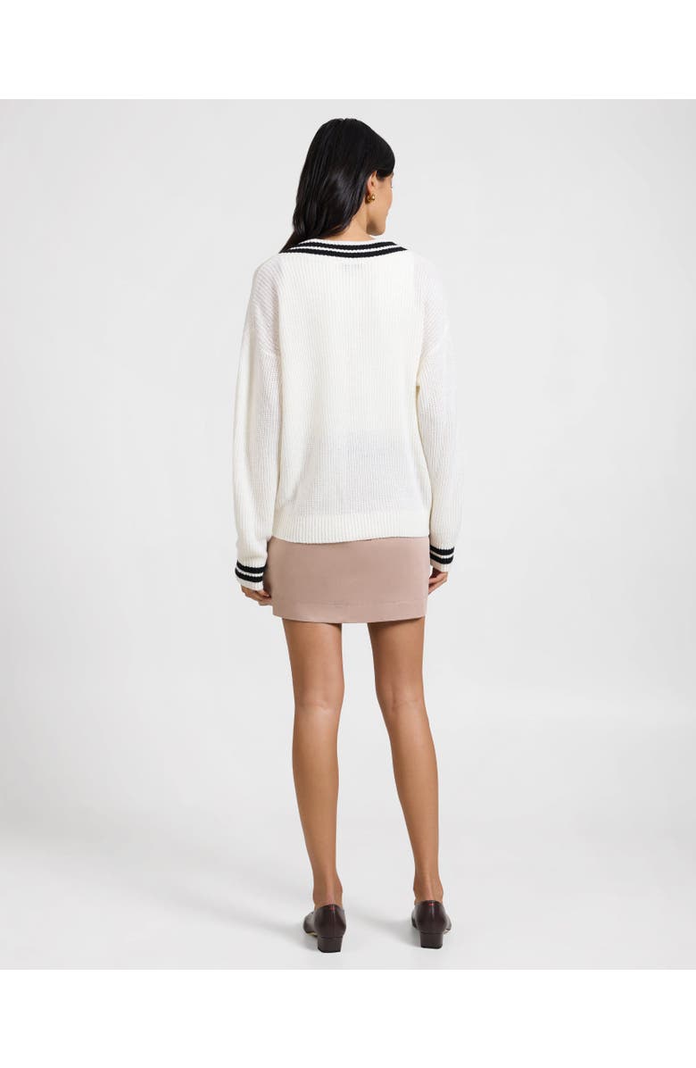 Onia Deep V-neck Varsity Pullover Sweater, Alternate, color,