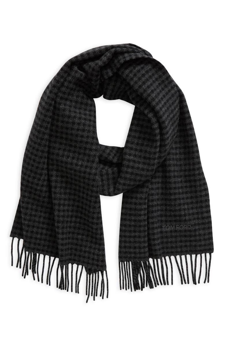 TOM FORD Small Check Yarn Dyed Cashmere & Wool Day Scarf, Main, color, 
