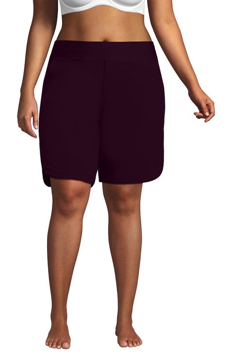 9" Quick Dry Elastic Waist Modest Board Shorts Swim Cover-up Shorts with Panty