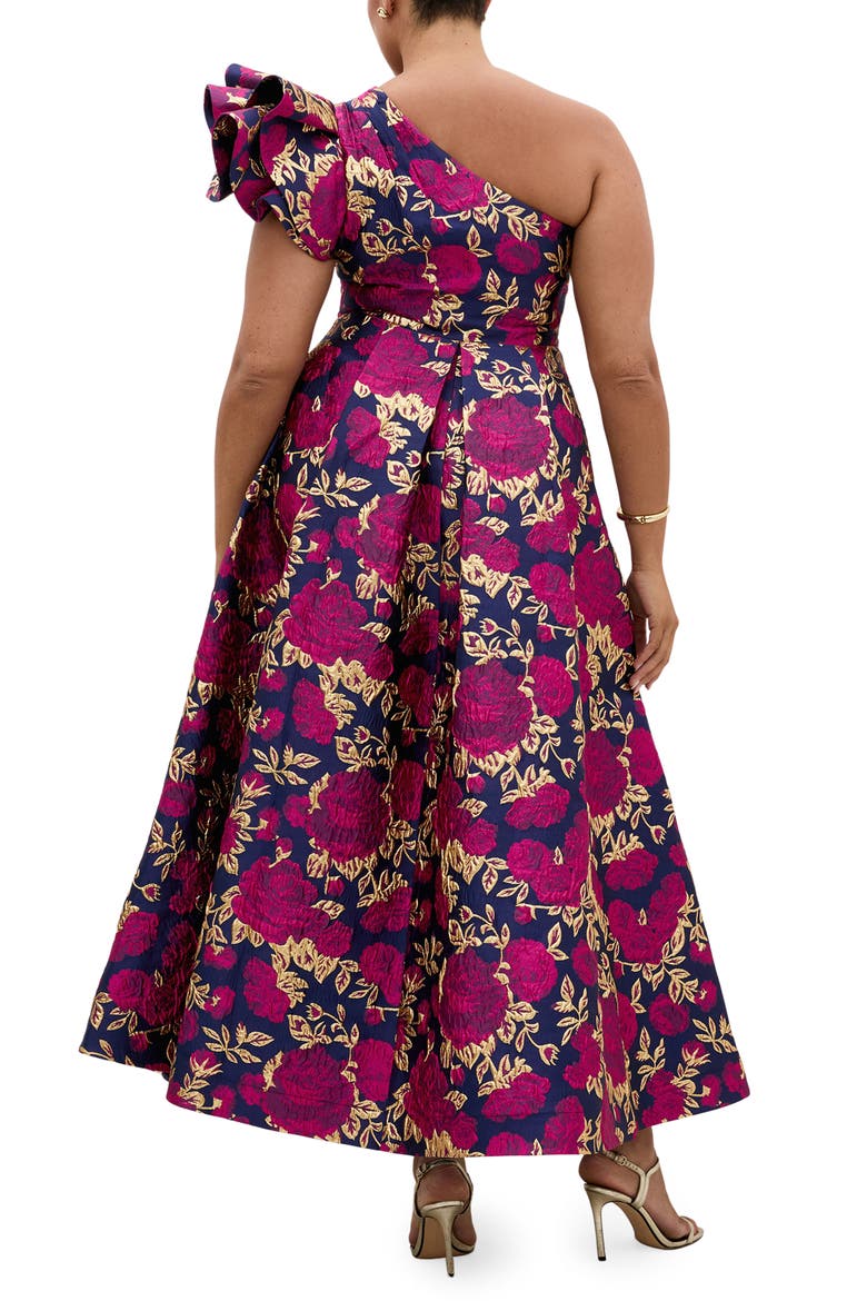 Floral Jacquard Grand Gala Maxi Dress, Alternate, color, MIDNIGHT GARDEN