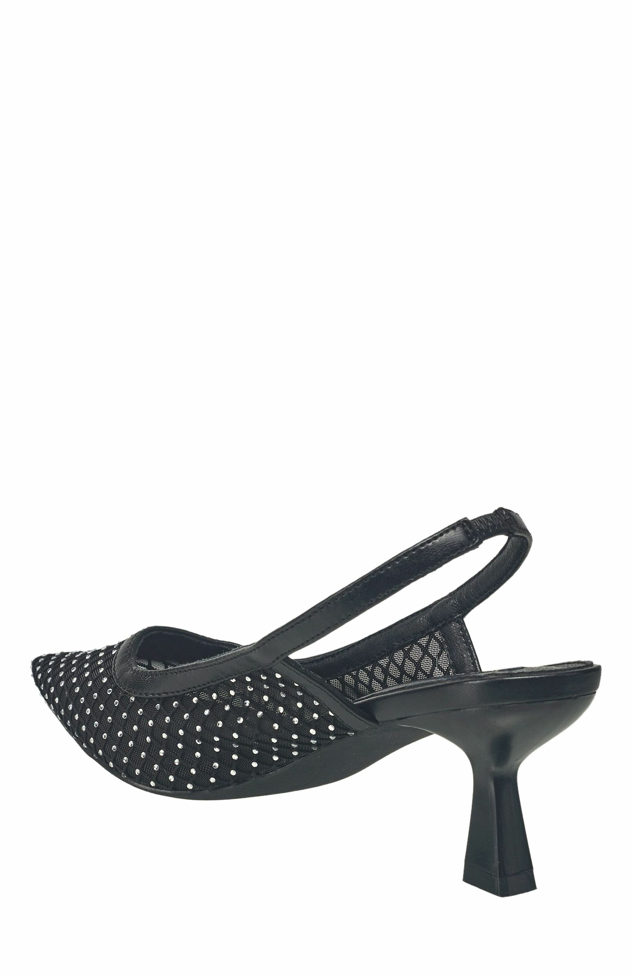 French Connection Elea Mesh And Stone Slingback, Alternate, color, Black