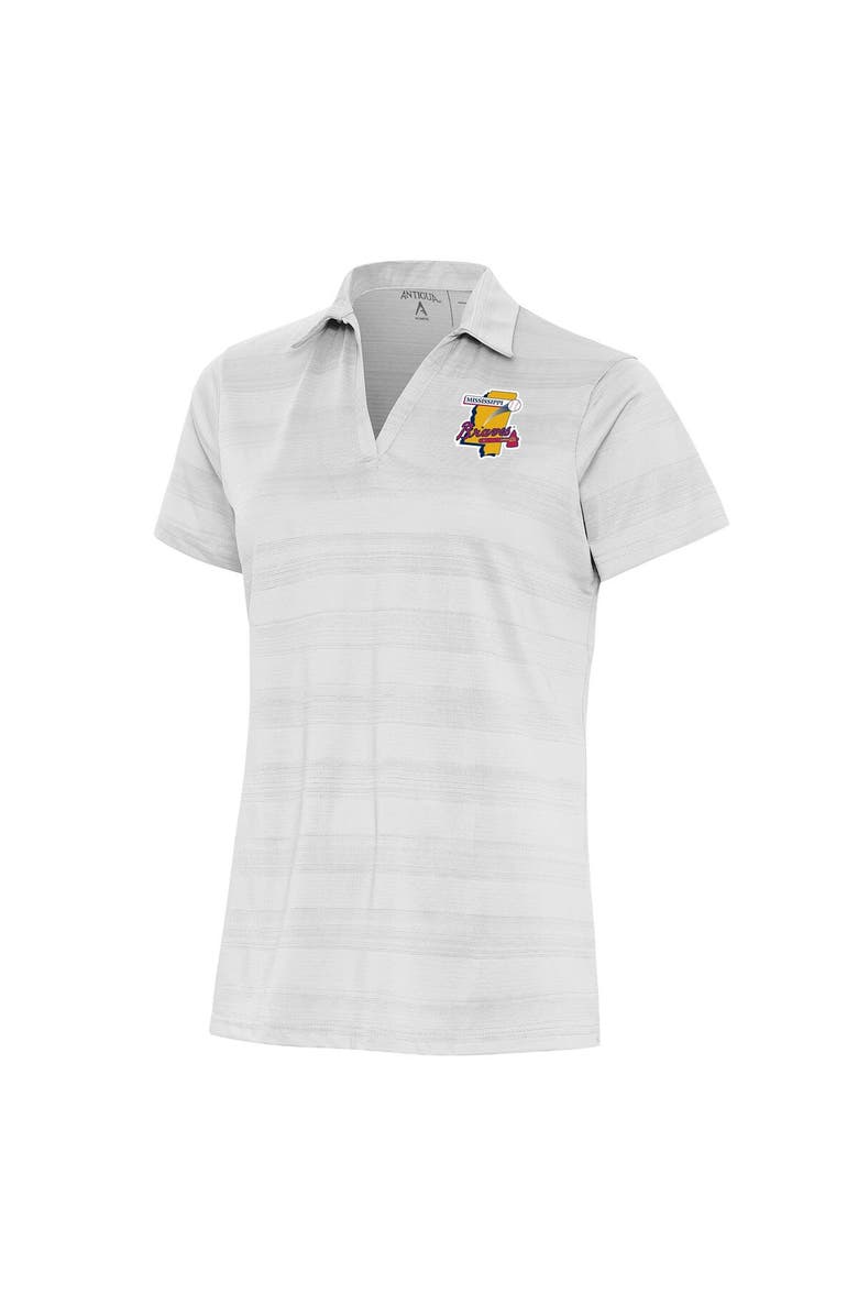 ANTIGUA Women's Antigua White Mississippi Braves Compass Polo, Main, color, 