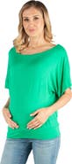 24seven Comfort Apparel Maternity Loose Fit Dolman Top with Wide Sleeves