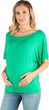 24seven Comfort Apparel Maternity Loose Fit Dolman Top with Wide Sleeves