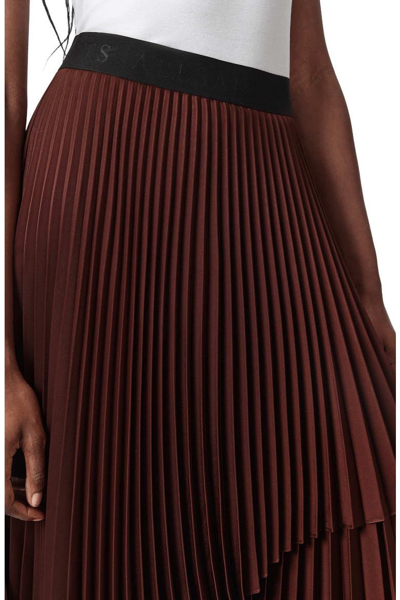 Elisa Pleated Midi Skirt, Alternate, color, BURGUNDY RED