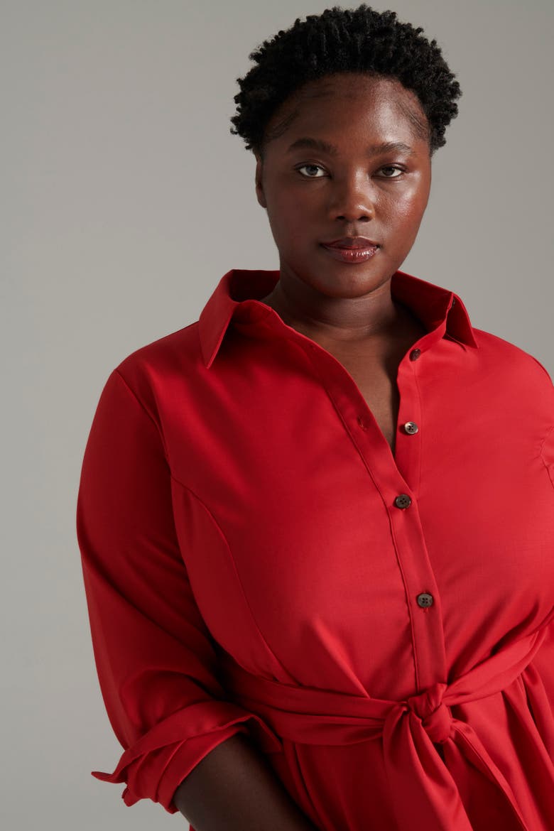 Wool Tace Shirtdress, Alternate, color, Scarlett