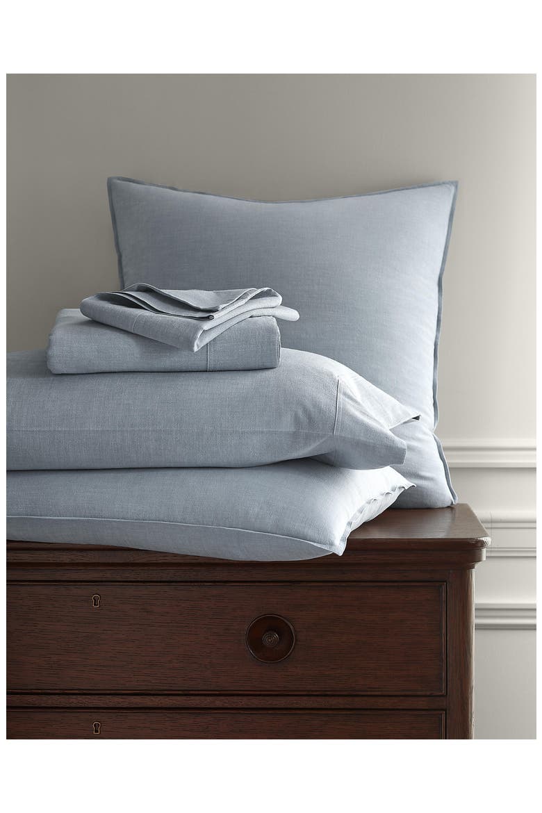 Cotton Chambray Fitted Sheet, Alternate, color, WORKSHIRT CHAMBRAY