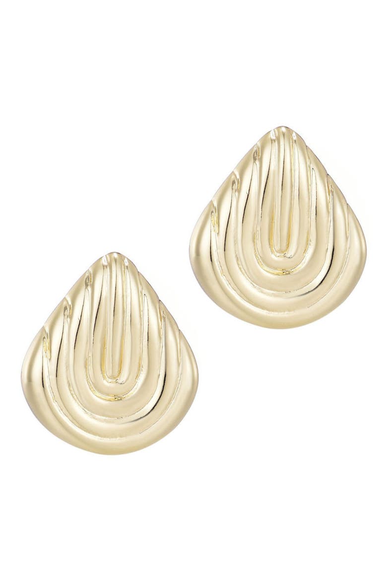 Deco Pear Stud Earrings, Main, color, GOLD