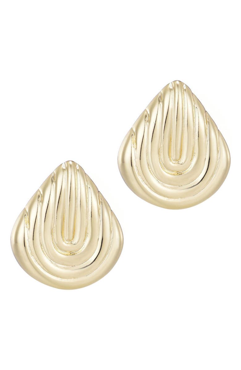 Adornia Deco Pear Stud Earrings, Main, color, Gold