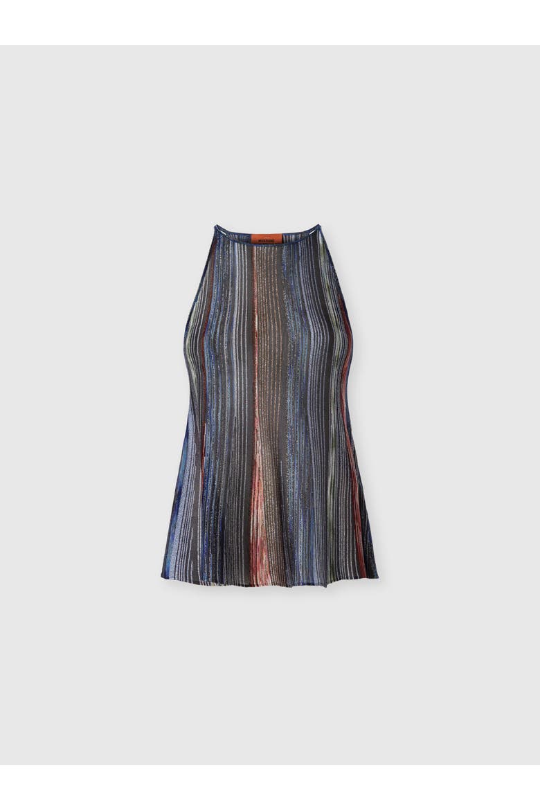 Sleeveless Ribbed Viscose Lamé Top, Main, color, Multicoloured