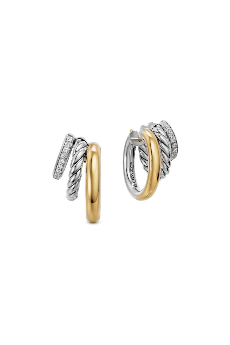 DY Mercer Multi Row 14k Gold and Diamond Earrings, Alternate, color, SILVER PAVE