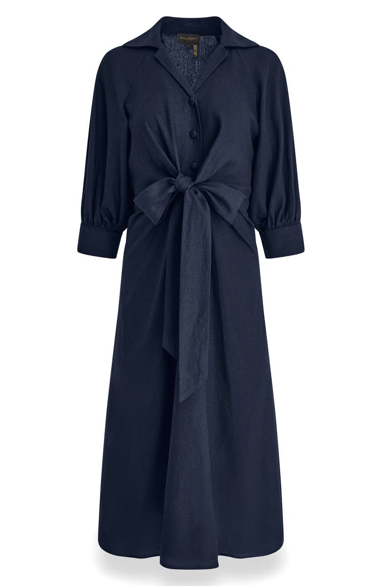 Donna Karan New York Linen Blend Midi Shirtdress, Alternate, color, Nightfall