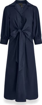 Donna Karan New York Linen Blend Midi Shirtdress
