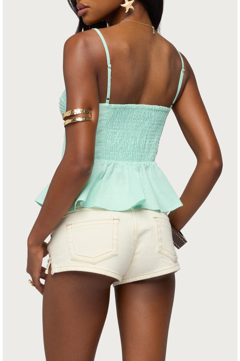 Linen Look Peplum Tank Top, Alternate, color, AQUA