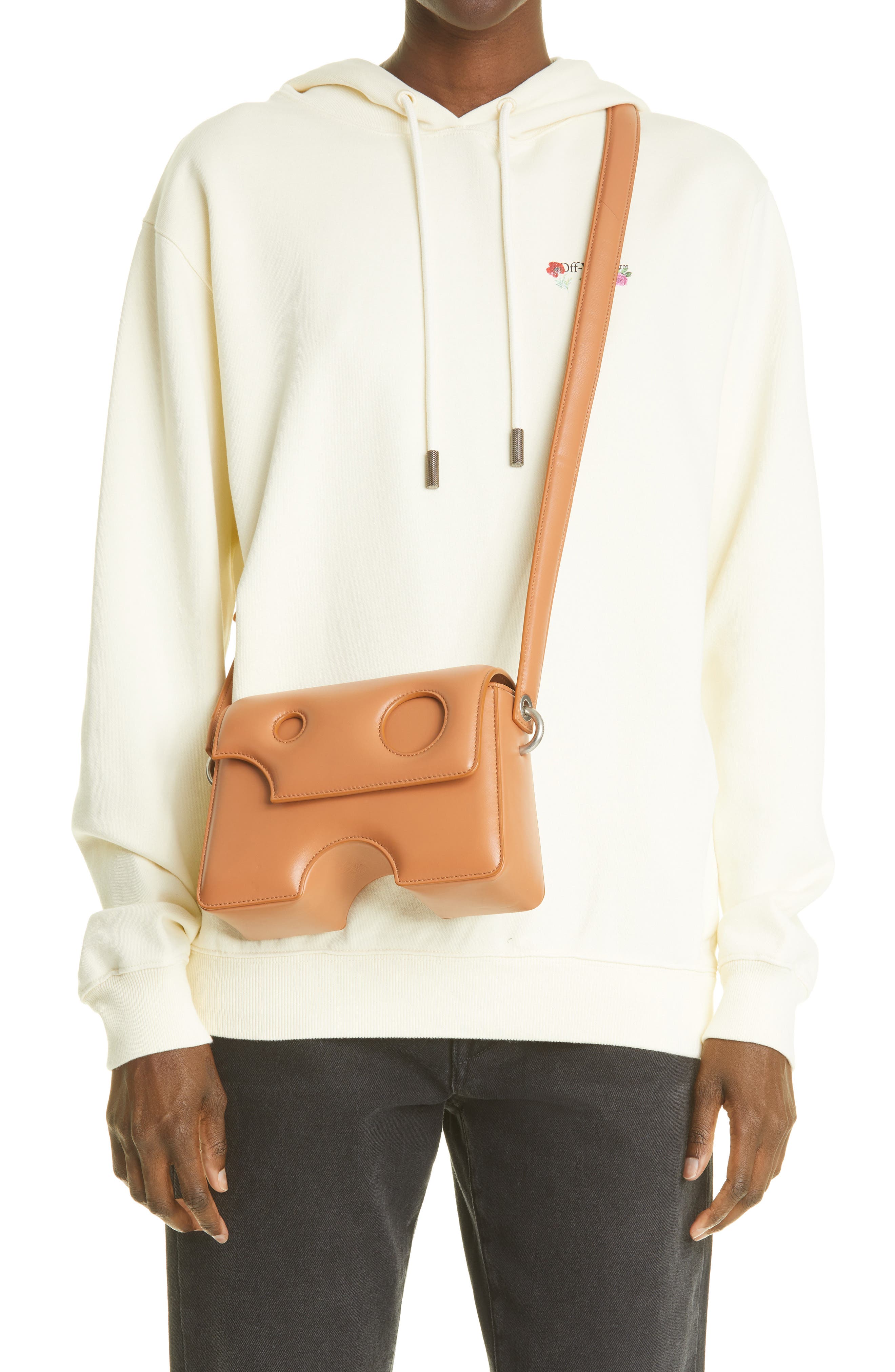 Off-White Burrow 22 Leather Shoulder Bag, Alternate, color, 