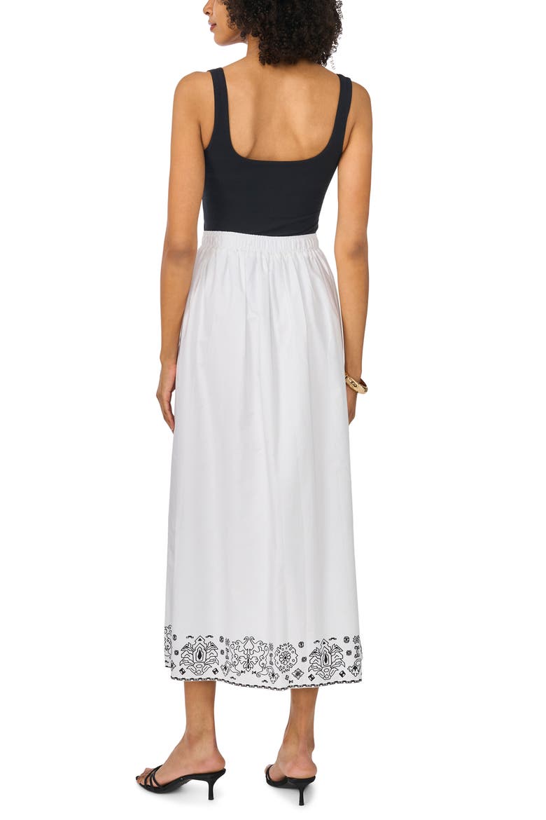 Stencil Print A-Line Cotton Skirt, Alternate, color, RICH BLACK