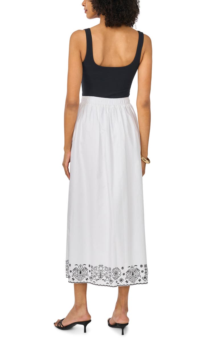 Vince Camuto Stencil Print A-Line Cotton Skirt, Alternate, color, Rich Black