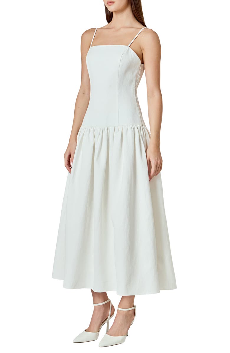 Endless Rose Drop Waist Sleeveless Linen Blend Maxi Dress, Alternate, color, Ivory