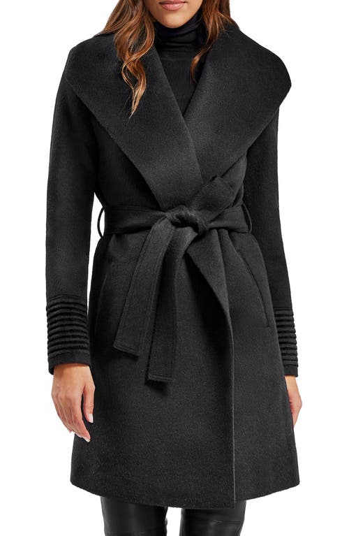 SENTALER Shawl Collar Alpaca & Wool Coat in Black 