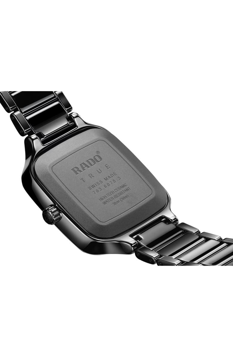 RADO True Square Bracelet Watch, 29mm, Alternate, color, Black