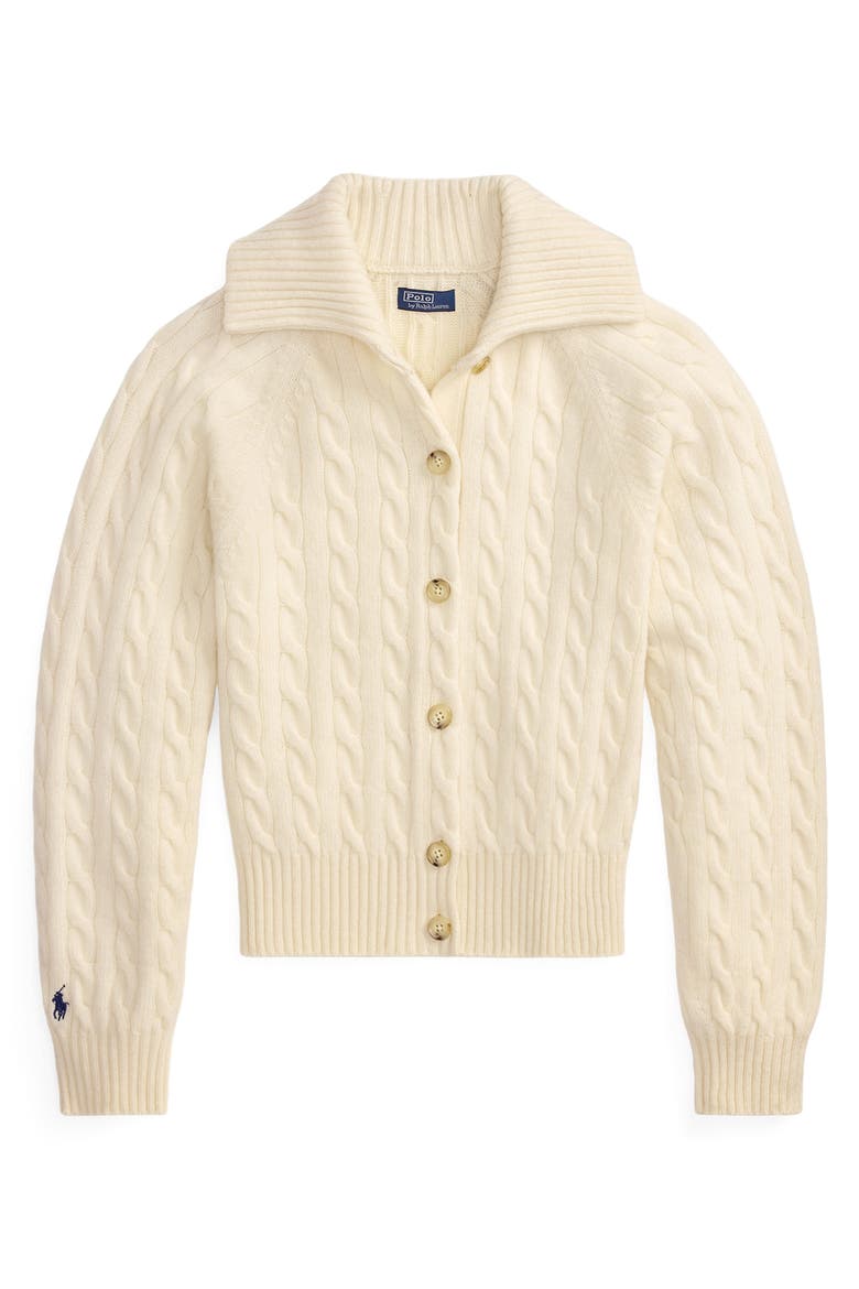 Cable Knit Cardigan, Alternate, color, WHITE