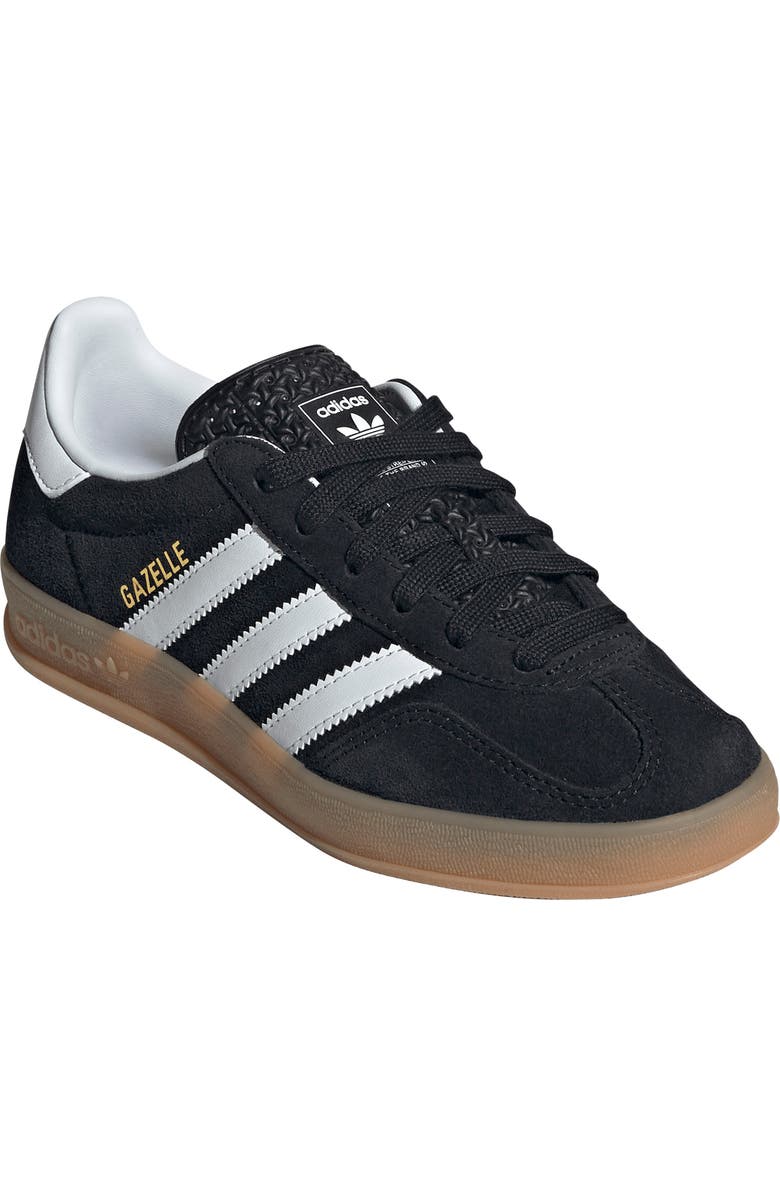 adidas Kids' Gazelle Indoor Sneaker, Main, color, Black/ White/ Gum