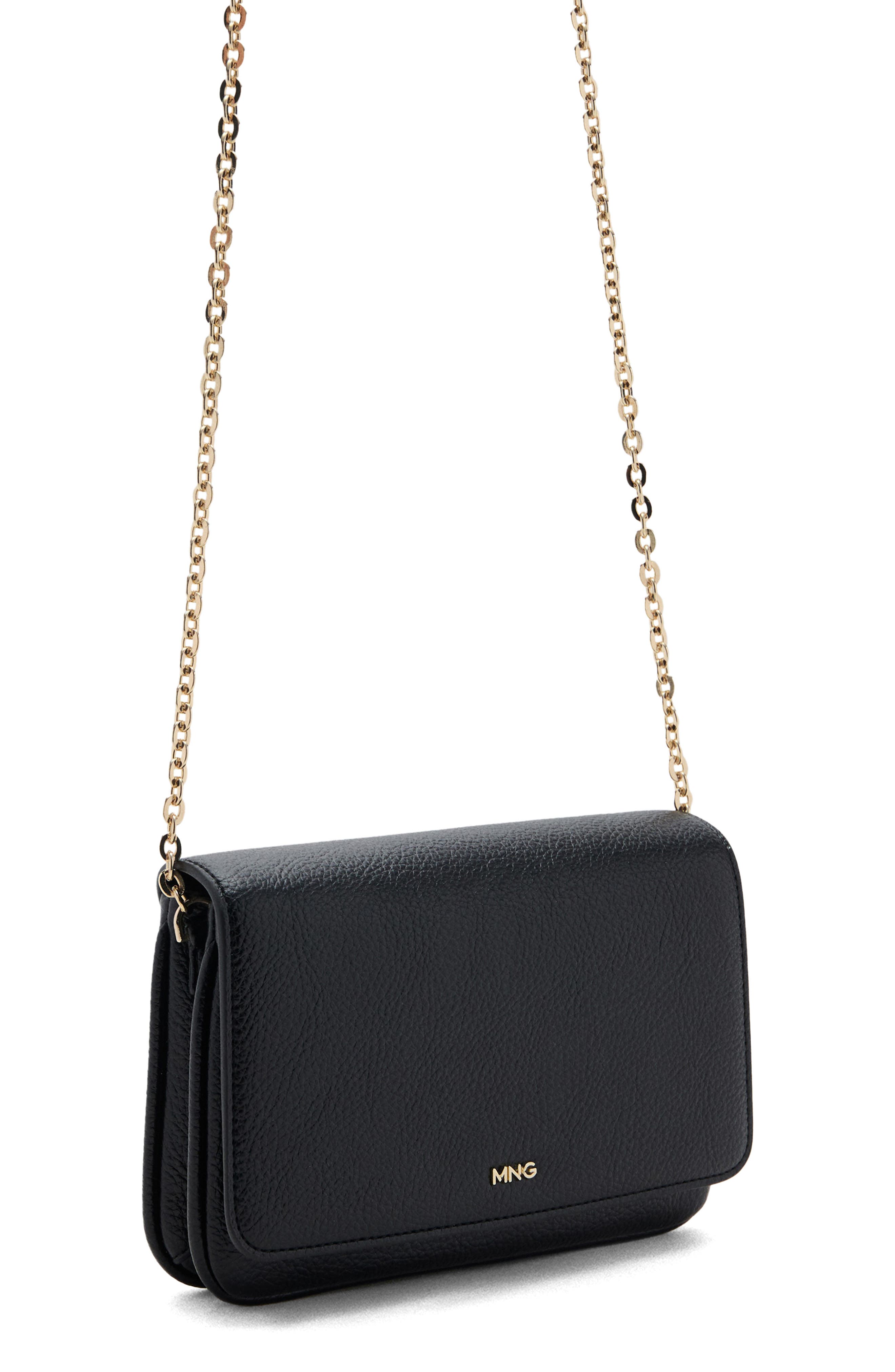 MANGO Small Faux Leather Crossbody Bag, Alternate, color, Black