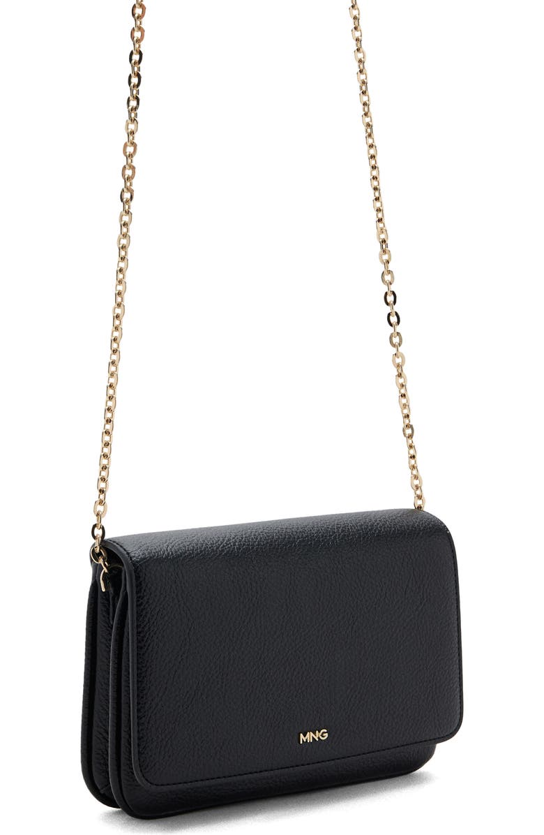 MANGO Small Faux Leather Crossbody Bag, Alternate, color, Black
