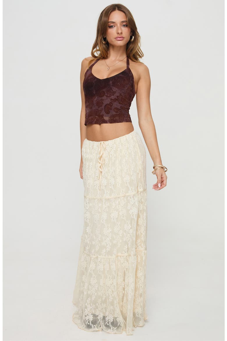 Lace Tiered Maxi Skirt, Alternate, color, LIGHT BEIGE