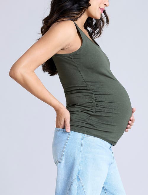 Motherhood Maternity Scoop Neck Side-ruched Maternity Tank Top In Deep Depths