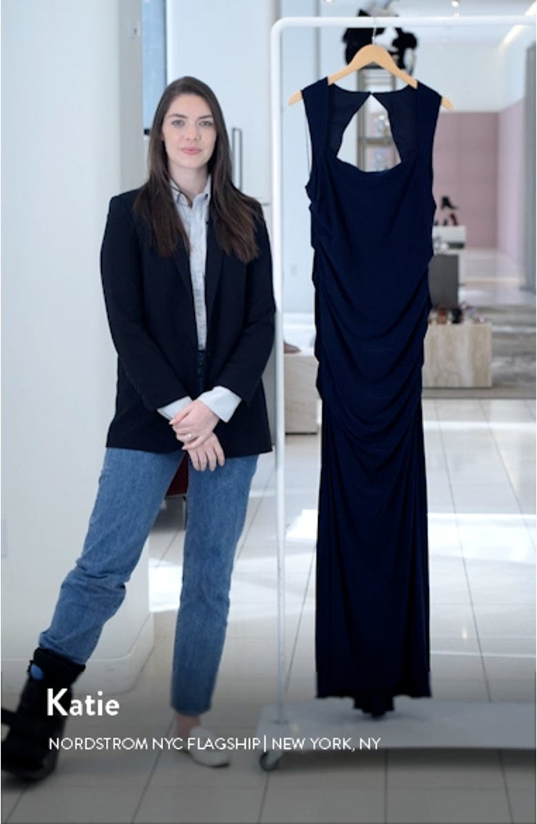 Square Neck Ruched Gown, sales video thumbnail