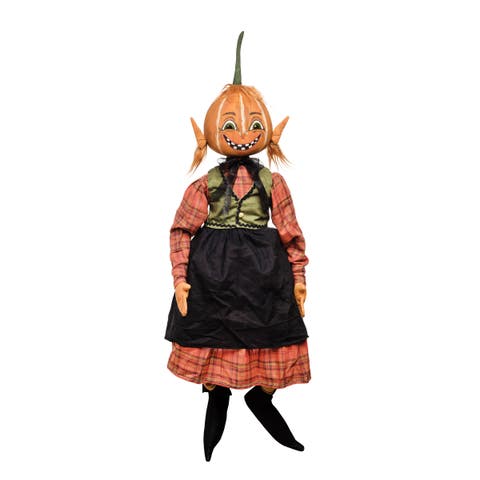 Georgette Pumpkin Girl Joe Spencer Gathered Traditions Halloween Art Doll Figure