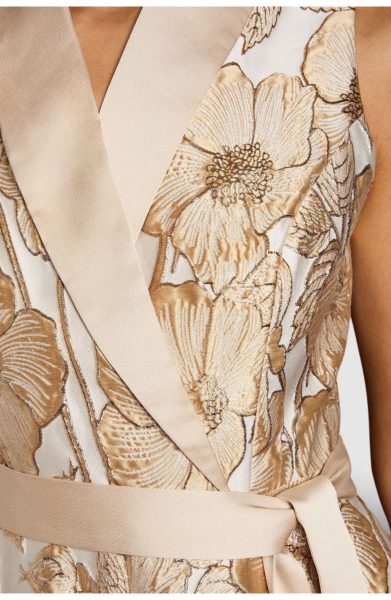 Coast Sleeveless Tux Jacquard Midi Dress, Alternate, color, Champagne