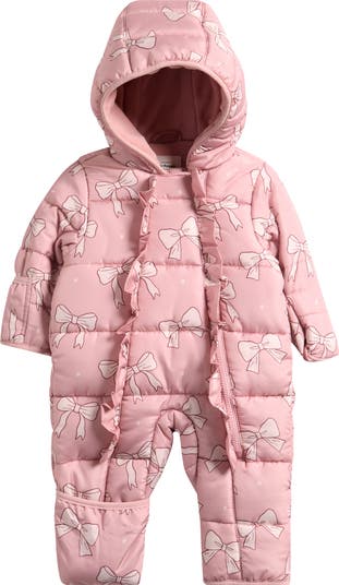 PL Baby by Petit Lem Bow Ruffle Snowsuit | Nordstromrack