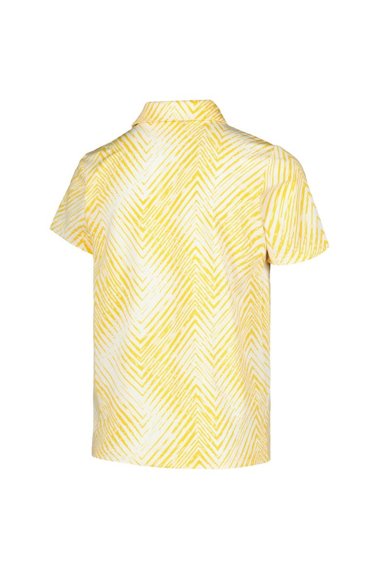 Youth adidas Cream/Orange THE PLAYERS Striped Polo, Alternate, color, Cream