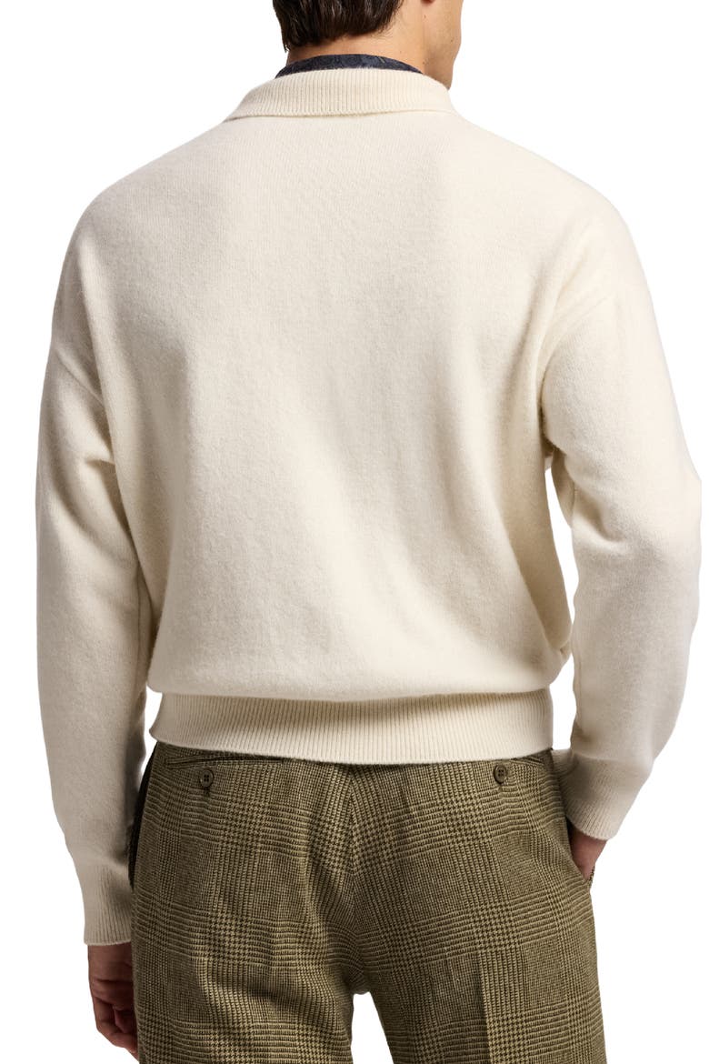 Long Sleeve Cashmere & Alpaca Rugby Polo Sweater, Alternate, color, CLASSIC CREAM