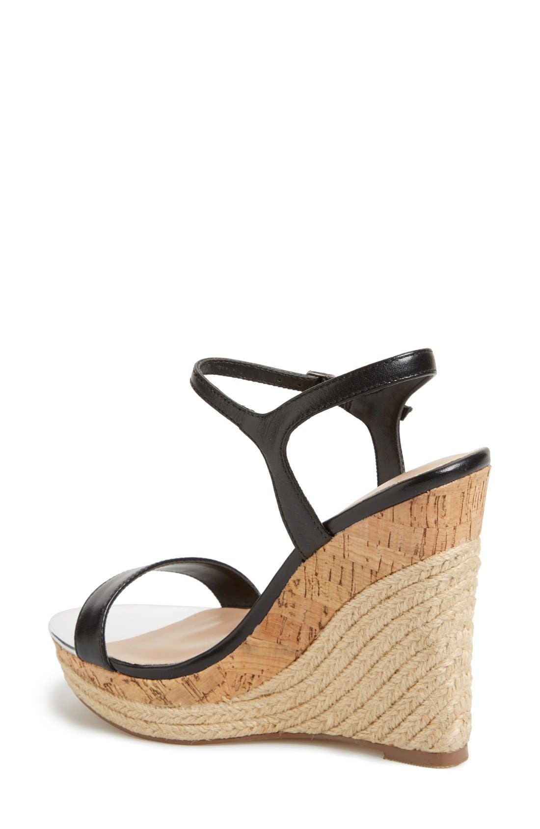 'Alabama' Espadrille Wedge Sandal, Alternate, color, BLACK LEATHER