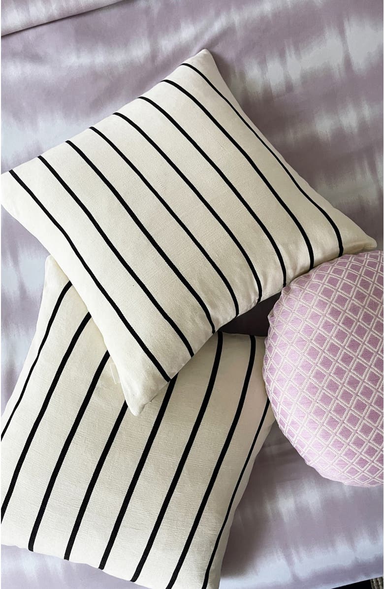 Archive New York Santiago Atitlan I Striped Handwoven Cotton Square Throw Pillow, Alternate, color, White