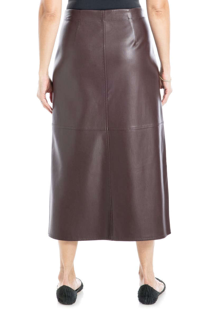 Faux Leather A-Line Skirt, Alternate, color, WINE
