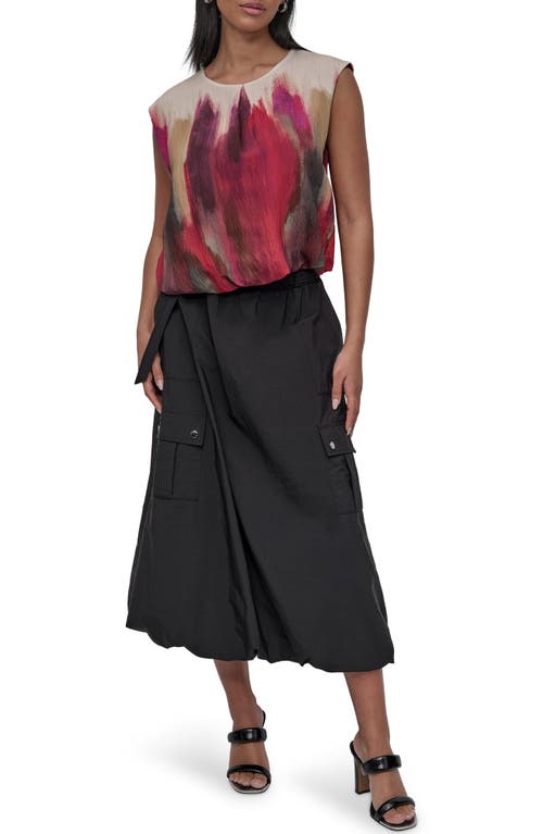 Dkny Print Bubble Hem Top In Brown