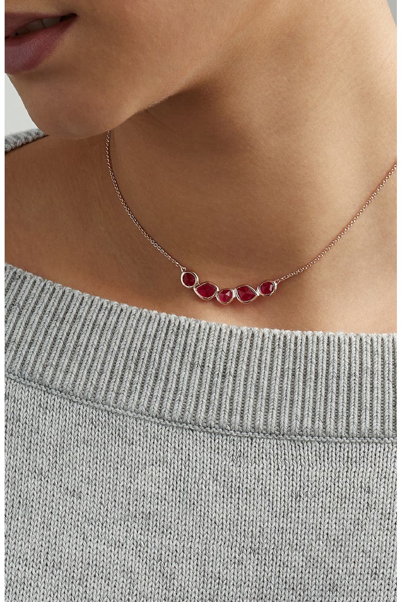 Siren Mini Nugget Cluster Necklace, Alternate, color, ROSE GOLD/ PINK QUARTZ