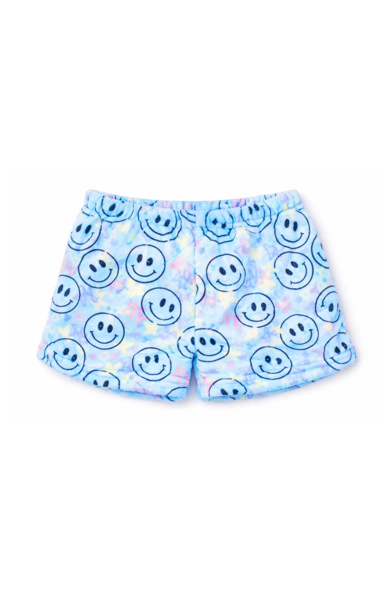 Preppy Goose Plush Blue Smiley loungewear Shorts, Main, color, Blue Multi