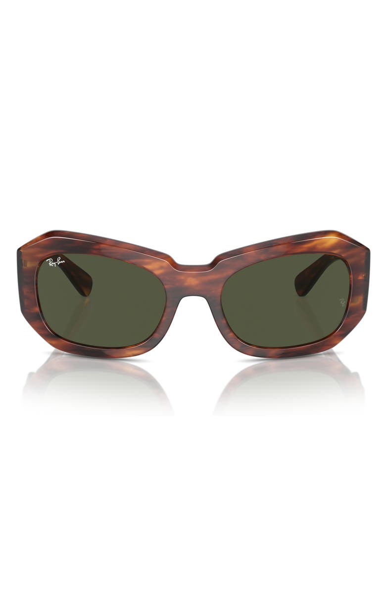 Ray-Ban Pillow Beate 56mm Wrap Sunglasses, Main, color, Striped Havana