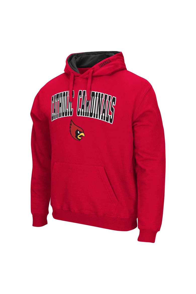 Men's Colosseum Cardinal Catholic University Cardinals Arch & Logo 3.0 Pullover Hoodie, Alternate, color, Cardinal