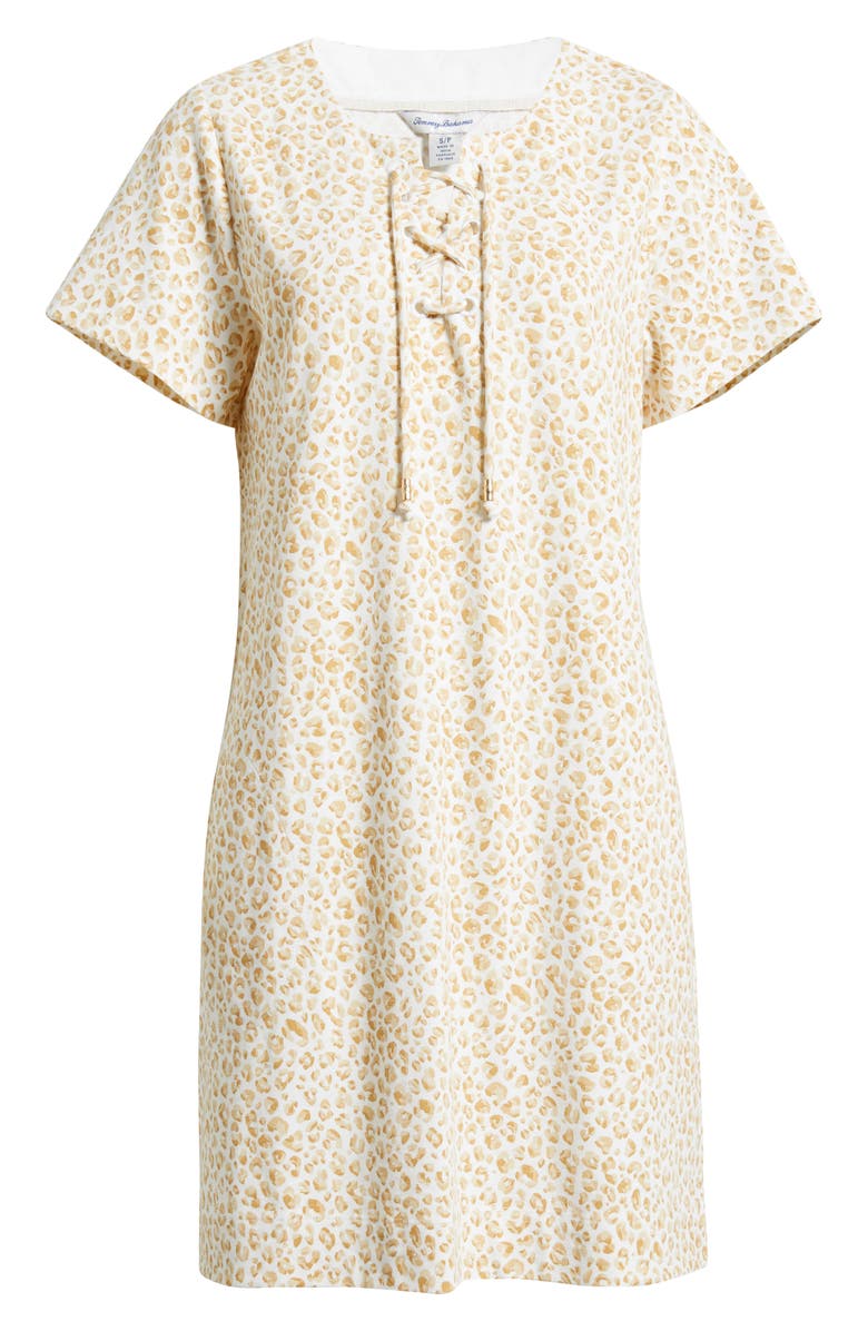 Tommy Bahama Lux Leopard Print Slub Cotton Jersey Minidress, Alternate, color, Crouton